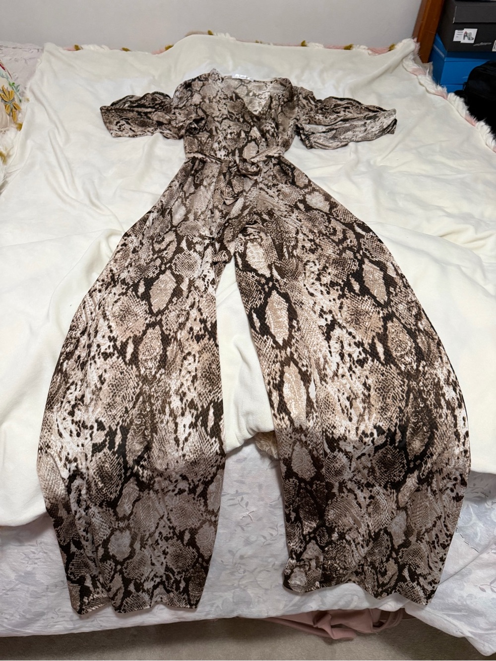 Revamped Snake Print Wide-Leg Jumpsuit - Stretchy Comfort Women’s Small